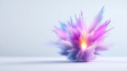 Vibrant colorful powder explosion on a light background