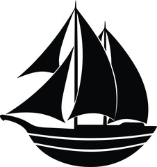 sailboat black and white silhouette vector design