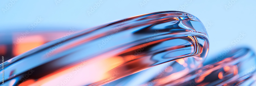 Poster abstract image of translucent glass objects with blue and orange light refractions