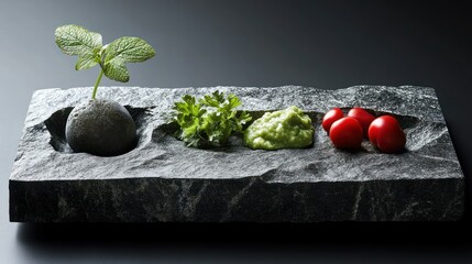 Gourmet appetizer platter with fresh ingredients