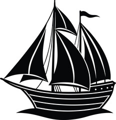 sailboat black and white silhouette vector design