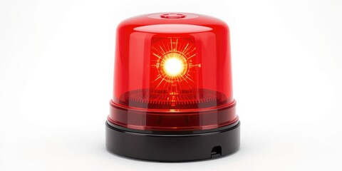 Red Emergency Flashing Light Spinning for Alert or Warning Situation