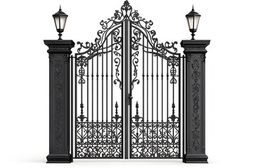 3D Large Iron Gate with Symmetrical Islamic Motifs
