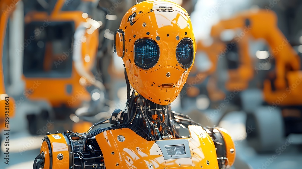 Poster futuristic robot designed for use in disaster management scenarios showcasing the role of ai in emer