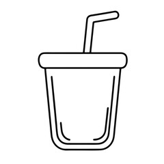 Obraz premium Beverage cup icon with straw in minimalistic style 