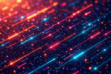 Naklejka premium Colorful geometric pattern with multi colored lines and dots, pattern, colors, vibrant