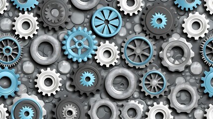 An artistic image displaying various gears and mechanical components