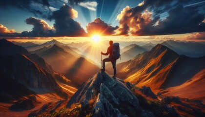 Mountain Ascent Climbing to the summit of a mountain with the sa