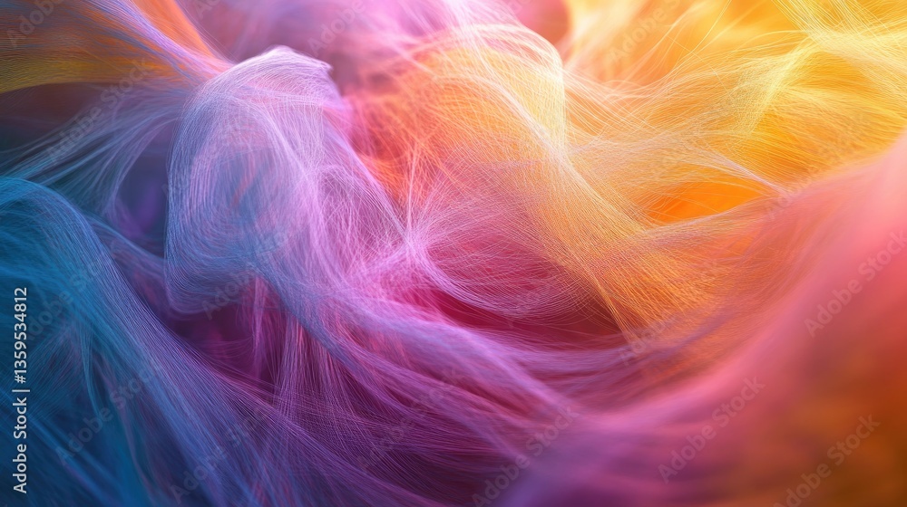 Poster abstract colorful background with soft flowing fabric creates an ethereal atmosphere of light and mo