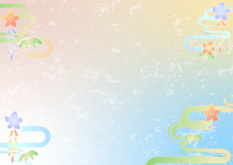 花と雲の和風背景