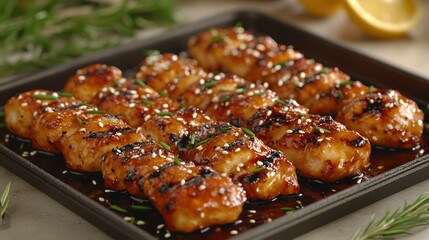 Grilled chicken bites with glaze