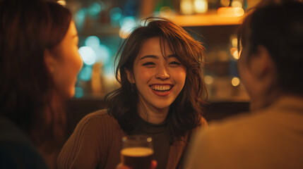 バーで会話する女性