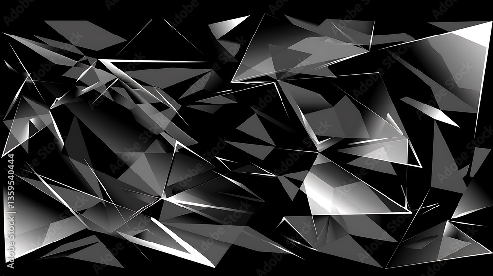 Poster geometric shapes arranged in a visually appealing abstract grayscale composition