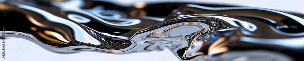 Poster digital rendering of flowing metallic substance
