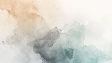 Abstract Watercolor Painting: Serene Blends of Peach, Gray, and Teal