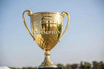 gold cup on a blue background