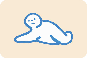  Playful Creature Illustration: Simple Blue Outline Depicting a Whimsical Character on a Soft Background.