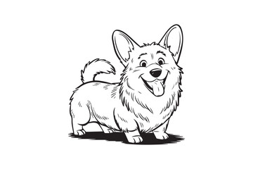 corgi dog Black and White Vector
