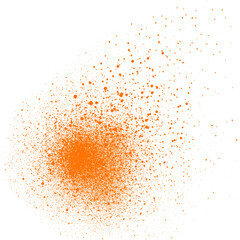 Abstract Orange Spray Paint Splatter on Black Backdrop Artistic Expression Design Element