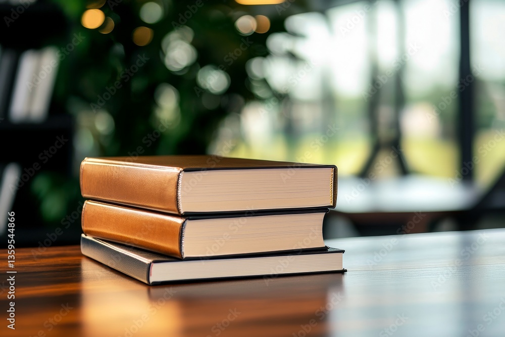 Aufkleber career development and professional networking concept. stack of vintage books on a wooden table in 