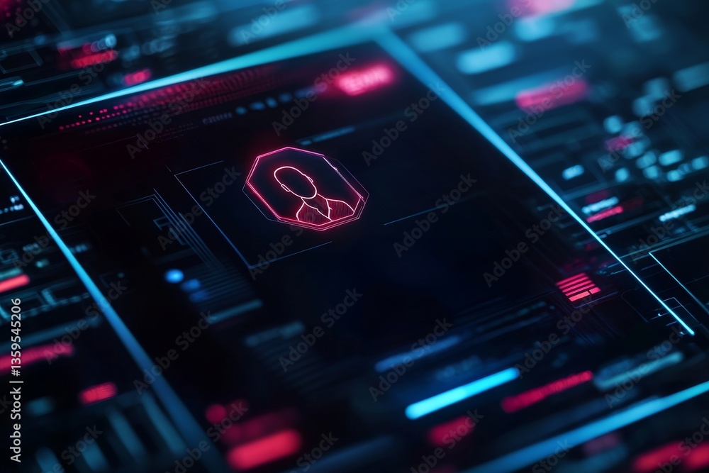 Poster career development and professional networking concept. futuristic interface with digital identifica