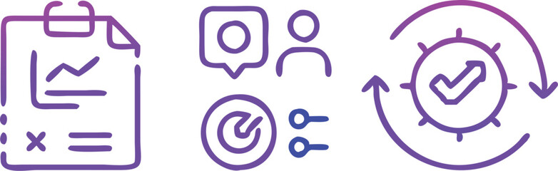 Illustration of kitchen utensil sets and tools with business and web concept icons