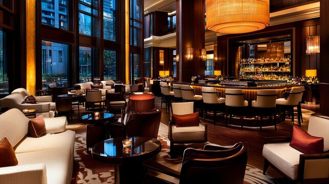 High-luxury lounge experience with spacious seating areas, contemporary finishes, and personalized services in a tranquil, sophisticated setting.  