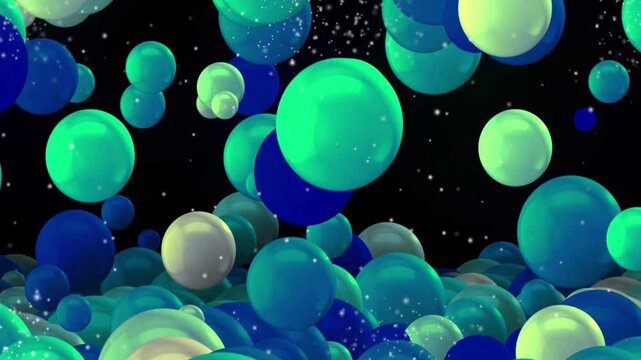 Celebratory background animation video with spectacular motion of firecracker fireworks and bouncing blue balloons: Celebration! Happy New Year! Happy New Year! Backgrounds for video editing to celebr