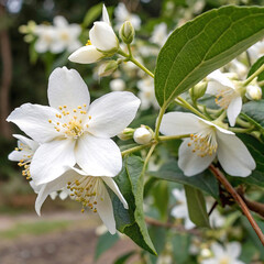 A blooming white jasmine flower
