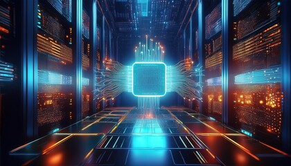 artificial intelligence processor concept abstract server background