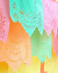 Cinco de Mayo Celebration Colorful papel picado decoration for celebrations.