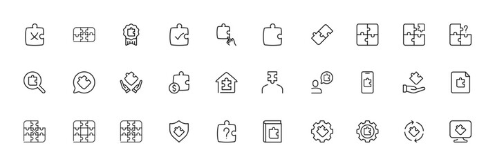 Minimalist line art icons set for business, communication, and technology