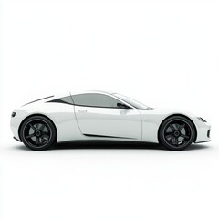 Fototapeta premium Sleek White Sports Car with Streamlined Design, Tinted Windows, and Stylish Black Rims on a White Background