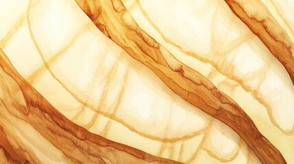 Abstract Watercolor Painting: Golden Hues and Organic Forms