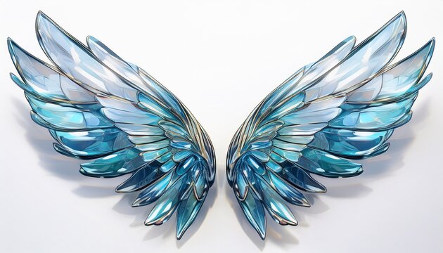 glass crystal wing isolated on white background generative ai