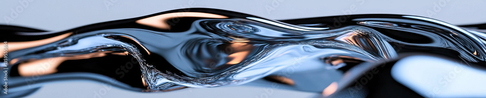 Poster abstract rendering of a flowing metallic liquid