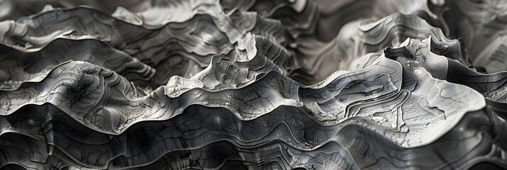 Microscopic Terrain: A Technological Marvel of X-Ion Beam Texture Revealing Intricate Surface Details and Undulating Forms