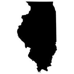 Black Sticker of Illinois Map with Transparent Background