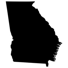 Black Sticker of Georgia Map with Transparent Background
