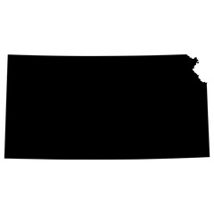 Obraz premium Black Sticker of Kansas Map with Transparent Background