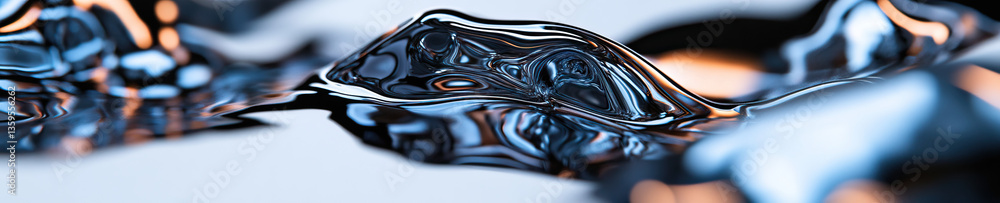 Poster abstract image of reflective, viscous liquid with wave-like forms