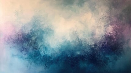 Obraz premium Abstract Teal and Purple Cloudscape: A Serene Watercolor Painting