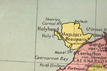 A vintage map showing a county in England, Great Britain.
