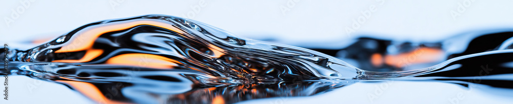 Poster abstract image of liquid surface with reflective waves