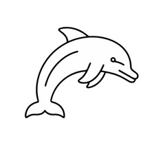 Fototapeta premium Dolphin icon swimming against a minimalist white background 