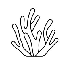 Obraz premium Coral illustration in simple line art style on white background 