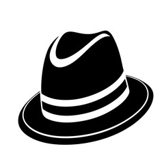 Hat Silhouette Icon - Black Flat Vector Illustration of a Fashion, Clothing, and Accessory Symbol for Design, Branding, Shopping, Style, Vintage, Western, Costume, and Headwear Graphics PNG