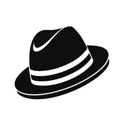 Hat Silhouette Icon - Black Flat Vector Illustration of a Fashion, Clothing, and Accessory Symbol for Design, Branding, Shopping, Style, Vintage, Western, Costume, and Headwear Graphics PNG