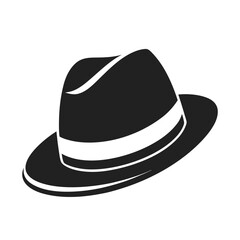 Hat Silhouette Icon - Black Flat Vector Illustration of a Fashion, Clothing, and Accessory Symbol for Design, Branding, Shopping, Style, Vintage, Western, Costume, and Headwear Graphics