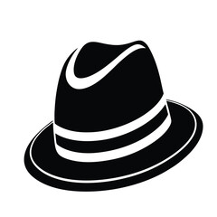 Hat Silhouette Icon - Black Flat Vector Illustration of a Fashion, Clothing, and Accessory Symbol for Design, Branding, Shopping, Style, Vintage, Western, Costume, and Headwear Graphics